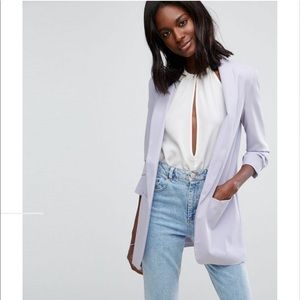 ASOS Ruched Sleeve Lilac Blazer Size 2